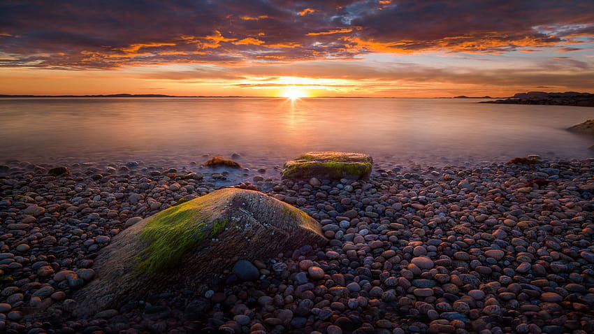 Sunset Coast Stone Beach Agdenes Municipality In Norway Summer Landscape Ultra For Mobile Phones And Laptop 3840x2400 : 13, summer sunsets laptop HD wallpaper