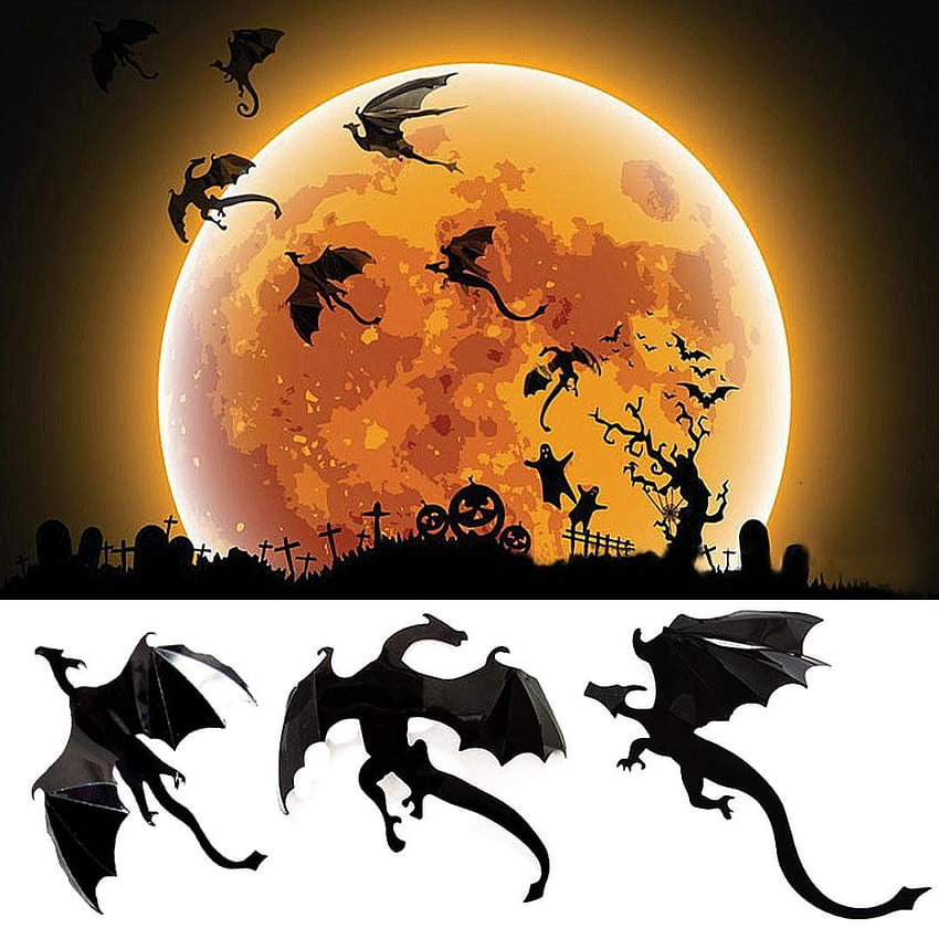 WensLTD Halloween 7PCs/Lot Gothic Stickers Game Power Inspired 3D Dragon Decoration, halloween 1080x1080 HD phone wallpaper