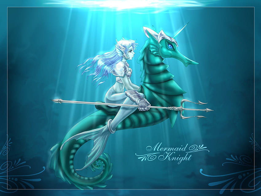Mermaid on seahorse, mermaid and seahorse HD wallpaper