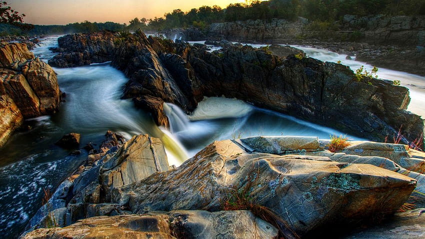 A natureza balança os rios de longa exposição dos EUA na Virgínia papel de parede HD