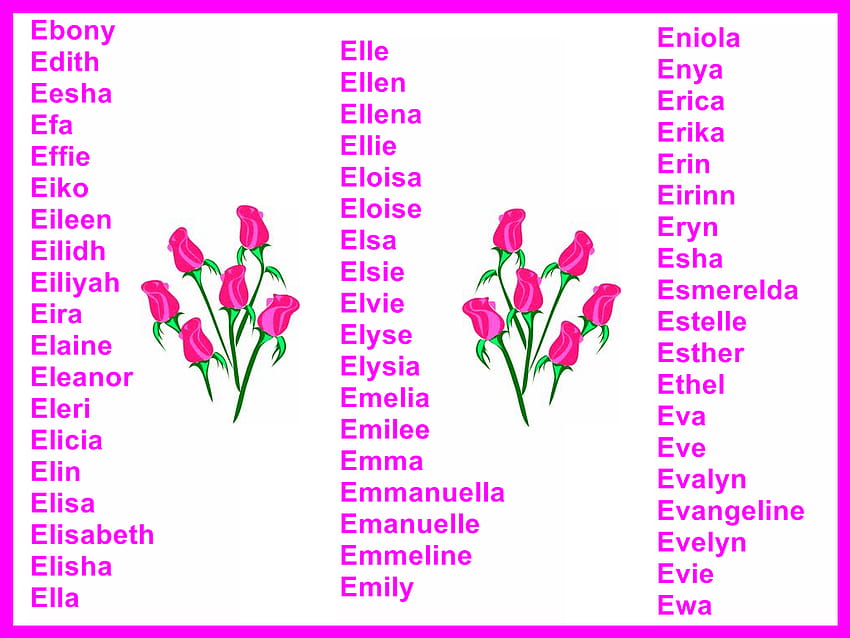 Three Letter Girl Names That Start With S