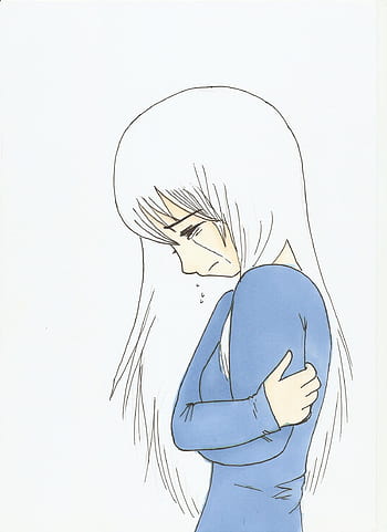 Sad anime girl crying sketch HD wallpapers | Pxfuel