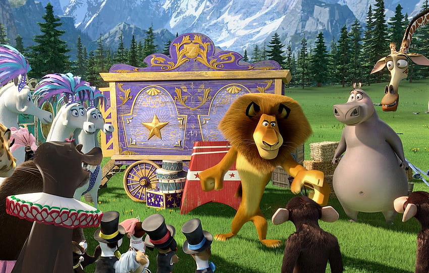 animals, cartoon, circus, MADAGASCAR 3 , section фильмы HD wallpaper