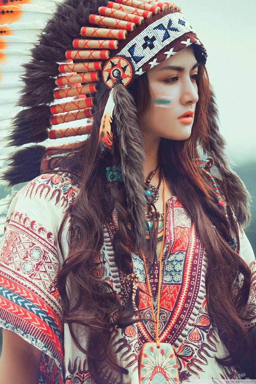 Chica nativa americana con Eagle Ultra Backgrounds, teléfono inteligente de mujer fondo de pantalla del teléfono