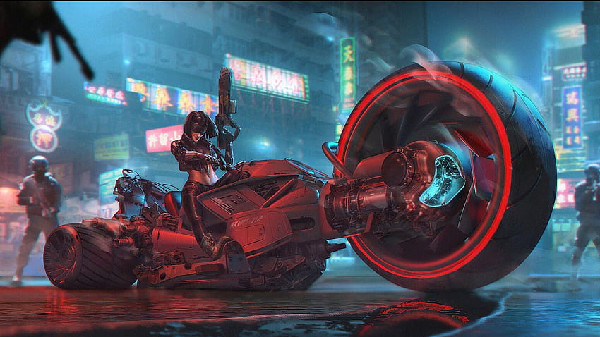 Cyberpunk Bike Rider Girl, cyberpunk motosiklet motorcu kız bilimkurgu HD duvar kağıdı