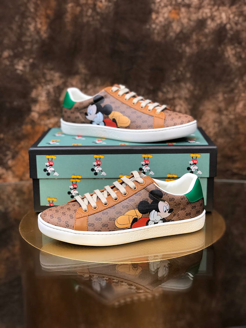 New GUCCI Disney Mickey Mouse Tennis 1977 GG Canvas Sneakers Shoes (Size  11.5) | eBay