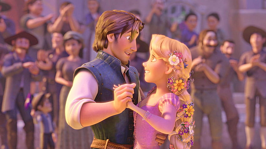 La princesa Rapunzel y el príncipe Flynn, románticos enredados fondo de pantalla