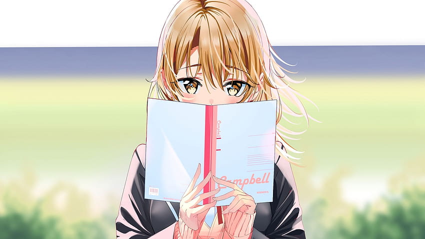 Anime girl holding books school uniform