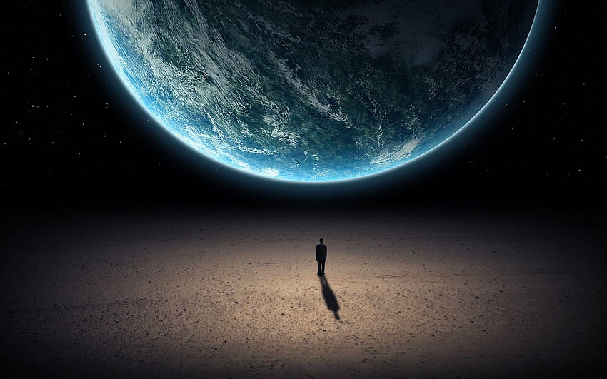 Planètes de l'espace extra-atmosphérique hommes de la terre oeuvre d'art fantastique, conceptuel Fond d'écran HD