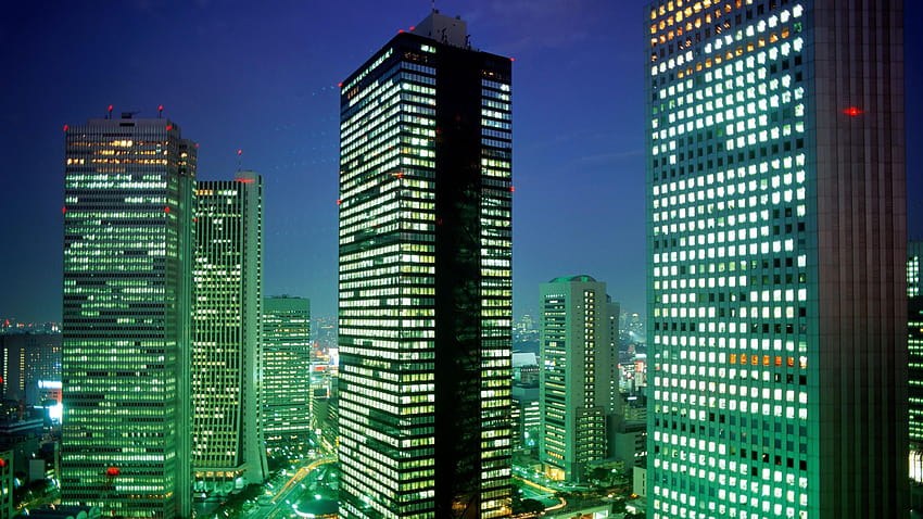 Office buildings in Tokyo and HD wallpaper