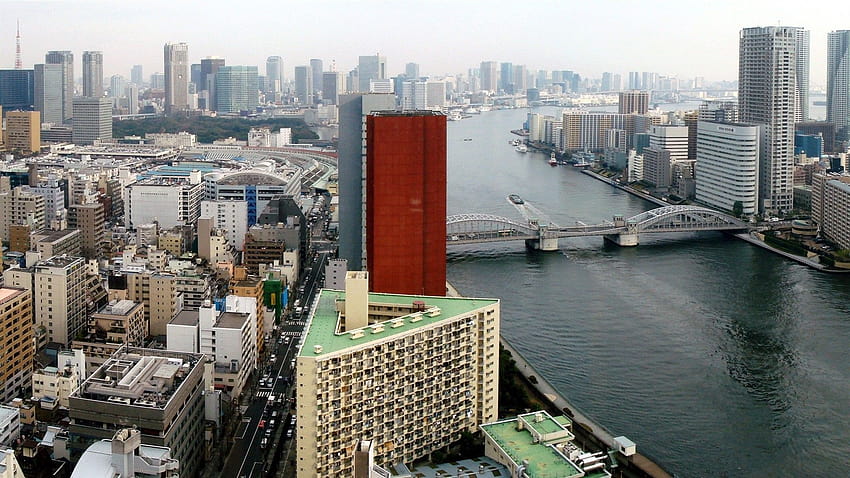 The River Sumida, Tokyo, Japan, city buildings architecture modern bridge HD wallpaper