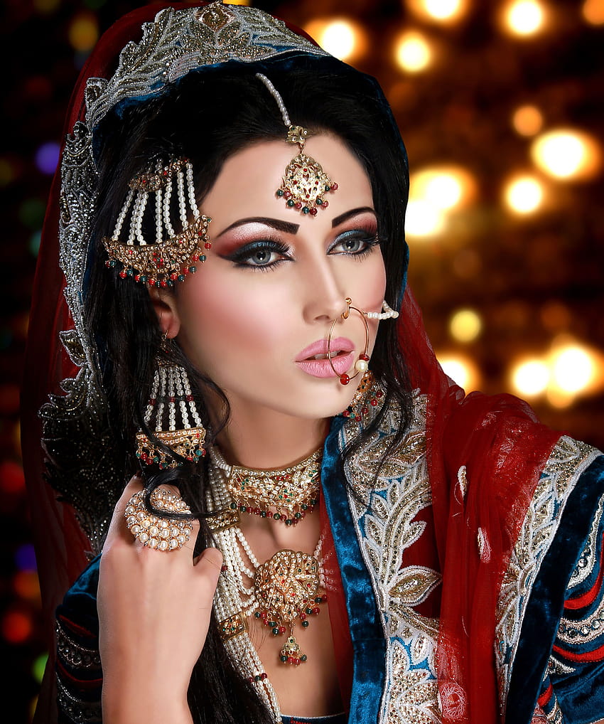 Makijaż ślubny, pakistańska panna młoda Tapeta na telefon HD