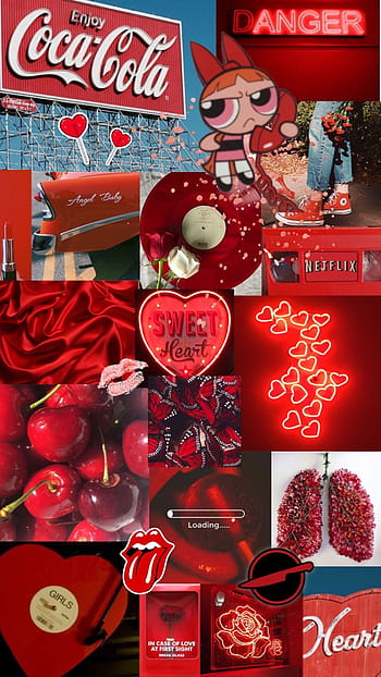 Red Collage, valentines day aesthetic collage HD phone wallpaper