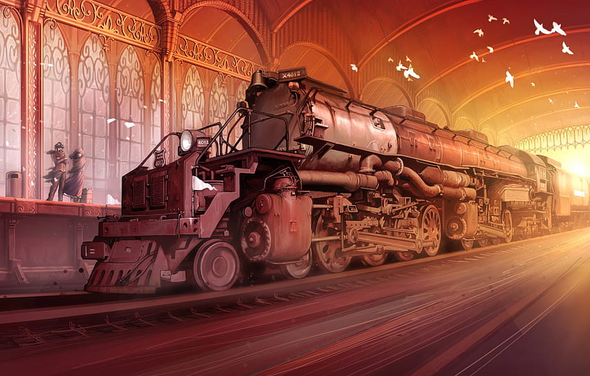station, the engine, the platform, composition, bigboy without, TRAINS 2013 , section фантастика, train engine HD wallpaper