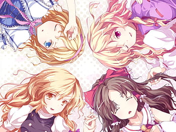 HD wallpaper anime girls friends wink smiling happy bunny ears group  of people  Wallpaper Flare