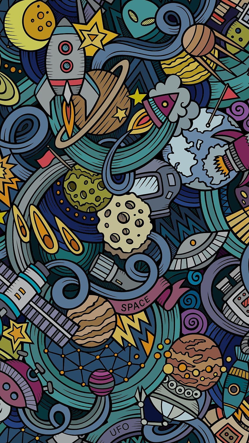 Doodle Space, space doodle HD phone wallpaper