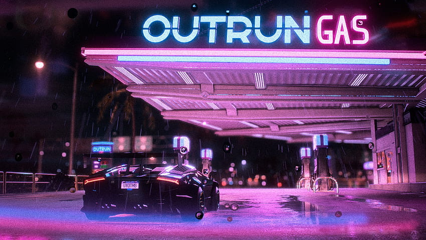 Stopping off to get a drink at my favourite gas station while Synthwave blasts out of the windows. : r/outrun, neon gas station HD wallpaper