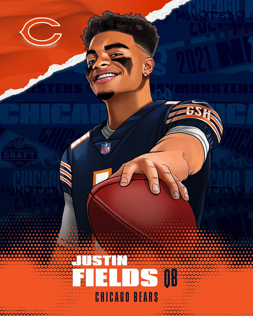 Justin Fields  chicago bears wallapaper  Chicago bears wallpaper  Chicago bears pictures Chicago bears logo