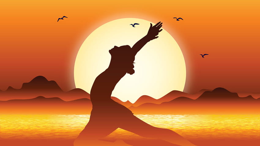 Gymnast Silhouette in Beautiful Sunset Illustration, gymnastics silhouette HD wallpaper