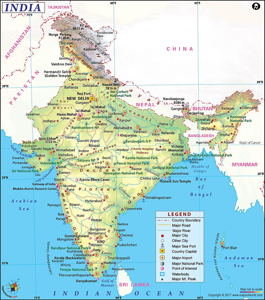 Grande mapa da Índia, mapa do mundo Papel de parede de celular HD