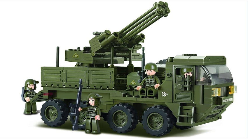 Lego Army Guy Military Air Defense Truck Sluban M38, lego tow truck HD wallpaper