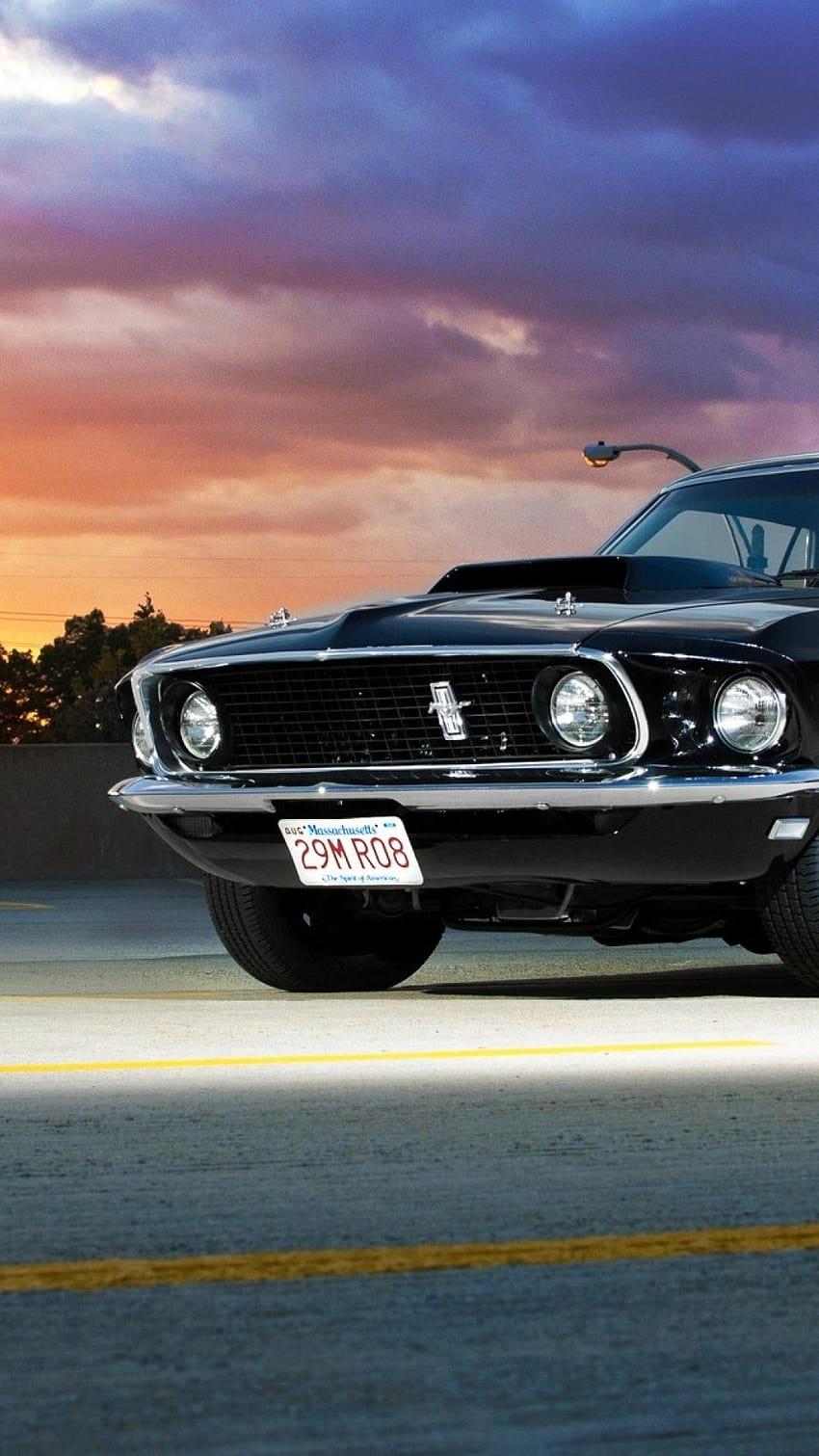 Download wallpaper 1280x2120 on road 1969 ford mustang boss 429 black  muscle car iphone 6 plus 1280x2120 hd background 9819