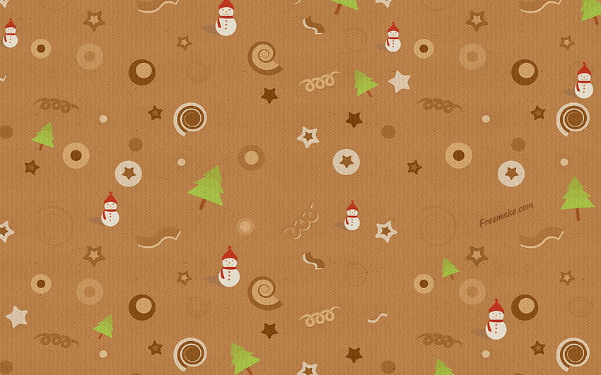 Snowmen and Christmas trees on a beige backgrounds on Christmas and, beige christmas HD wallpaper