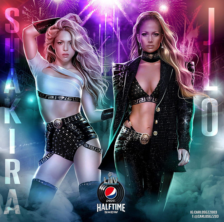Jennifer Lopez and Shakira Super Bowl halftime HD wallpaper