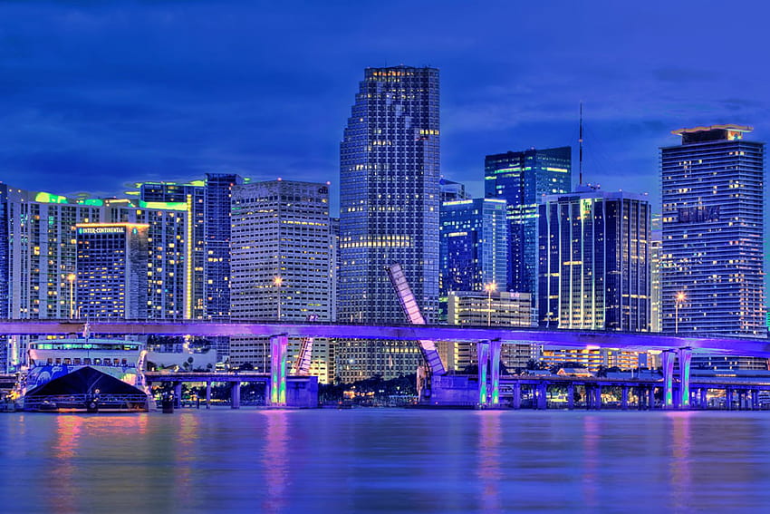 miami florida skyline Miami At Night, miami downtown florida cityscape HD wallpaper