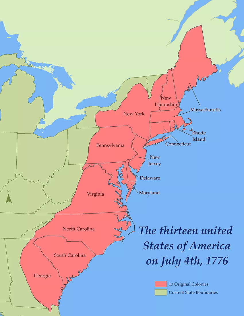 Map of the US on July 4th, 1776 : MapPorn, us map HD phone wallpaper