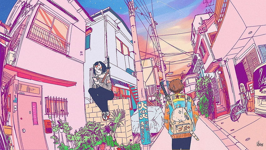Latar Belakang Anime Estetika, pc anime estetika merah muda Wallpaper HD