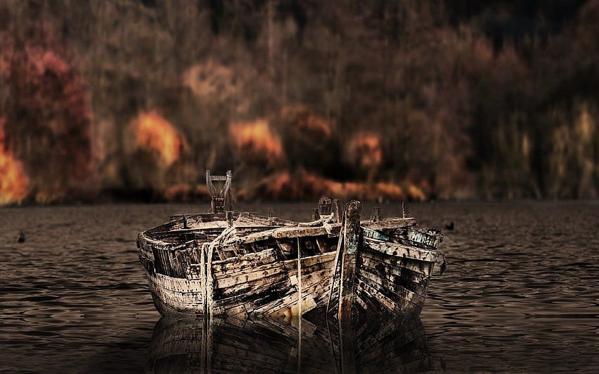Nature & Wood Boat [1920x1200] : เรือไม้ในแม่น้ำ วอลล์เปเปอร์ HD