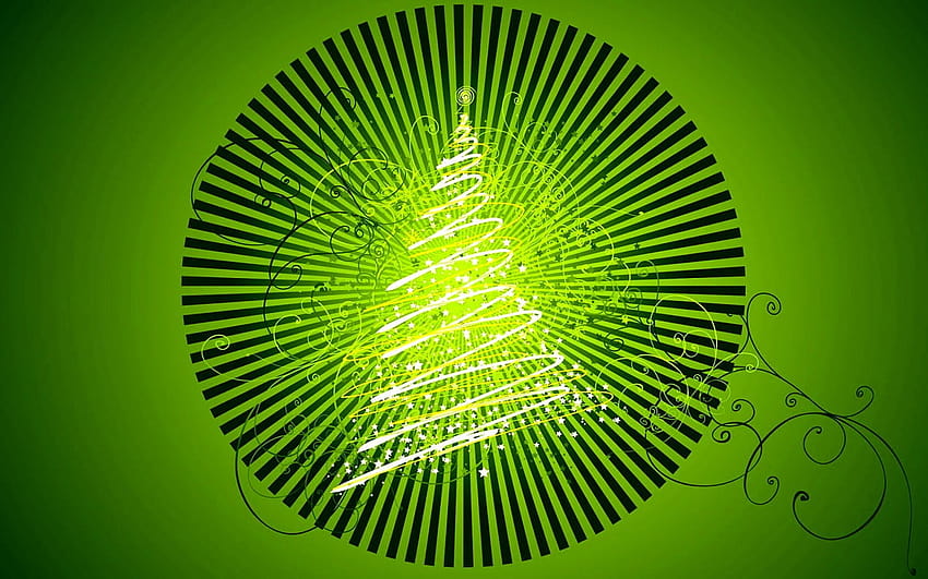クリスマスはがき、緑, 光、クリスマス ライト サークル 高画質の壁紙