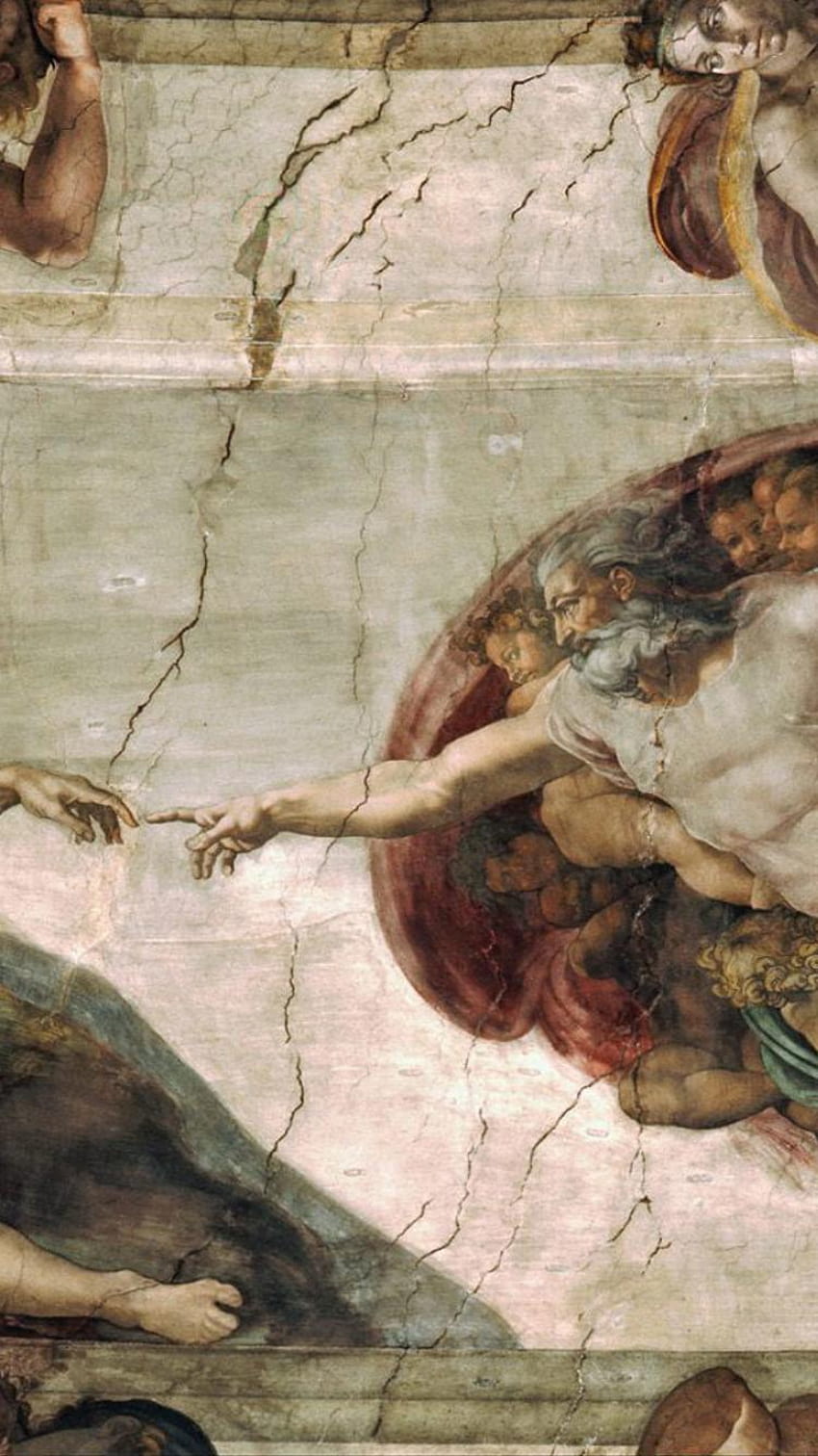 Сикстинската капела Сътворението на Адам, Микеланджело Адам HD тапет за телефон
