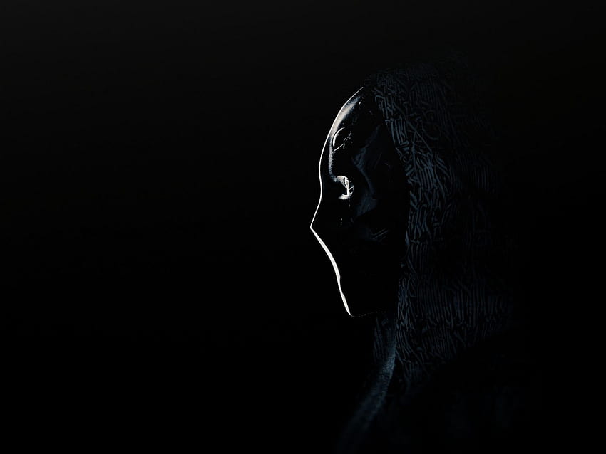 1600x1200 anonyme, masque, profil, arrière-plans sombres standard 4:3, profil noir Fond d'écran HD