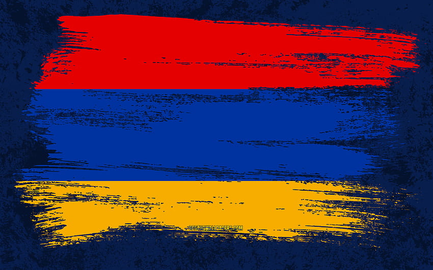 Flag of Armenia, grunge flags, Asian countries, national symbols, brush stroke, Armenian flag, grunge art, Armenia flag, Asia, Armenia with resolution 3840x2400. High Quality HD wallpaper