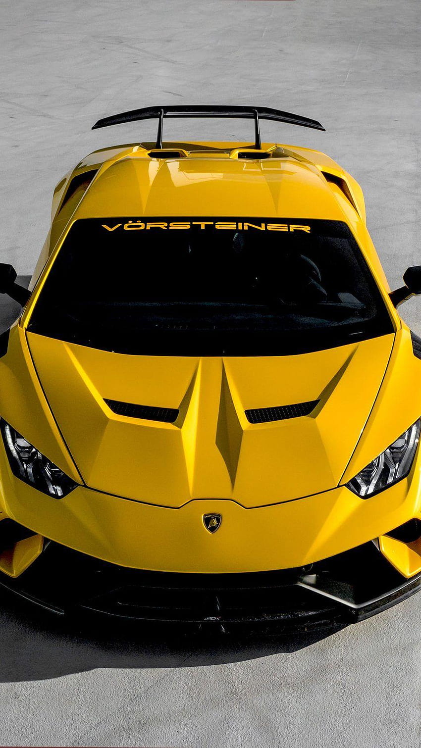 Yellow Lamborghini Huracan Performante 2019, 람보르기니 우라칸 아이폰 HD 전화 배경 화면