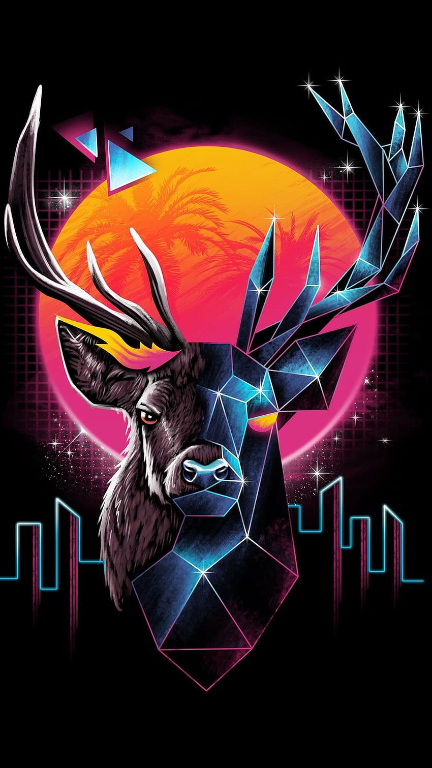 Deer Retro Abstract HD phone wallpaper