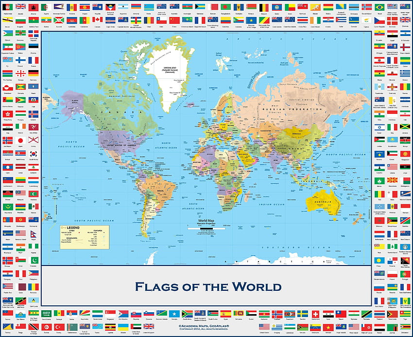 de la carte murale politique mondiale, drapeaux du monde Fond d'écran HD