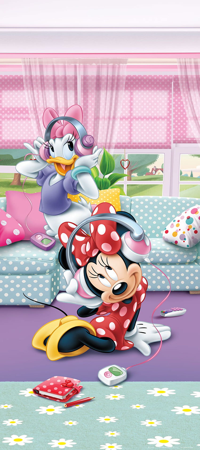 poster Minnie Mouse & Daisy Duck pink, purple and red from Sanders & Sanders, daisy and minnie mouse HD phone wallpaper