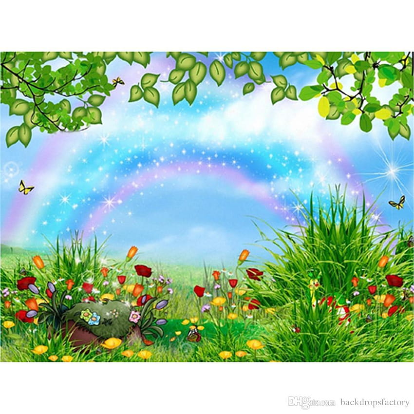 2018 美しい虹のの背景おとぎ話の背景、漫画のおとぎ話の背景の肖像画 HD電話の壁紙