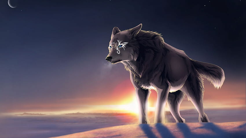 Lobo épico, lobo anime triste fondo de pantalla | Pxfuel