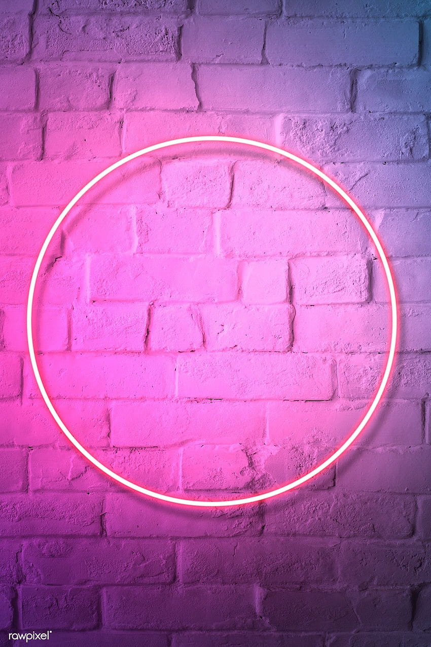 premium illustration of Pink neon lights frame on a white brick HD phone wallpaper