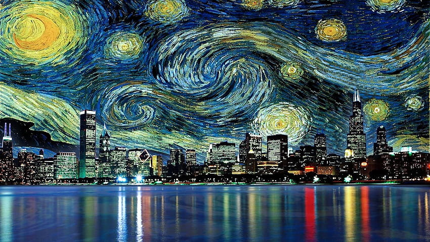 1920x1080 Vincent Van Gogh คืนเต็มไปด้วยดวงดาว Van Gogh คืนเต็มไปด้วยดวงดาว วอลล์เปเปอร์ HD