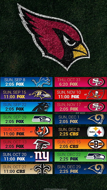 Arizona Cardinals 2019 Mobile City NFL Schedule Wallpaper