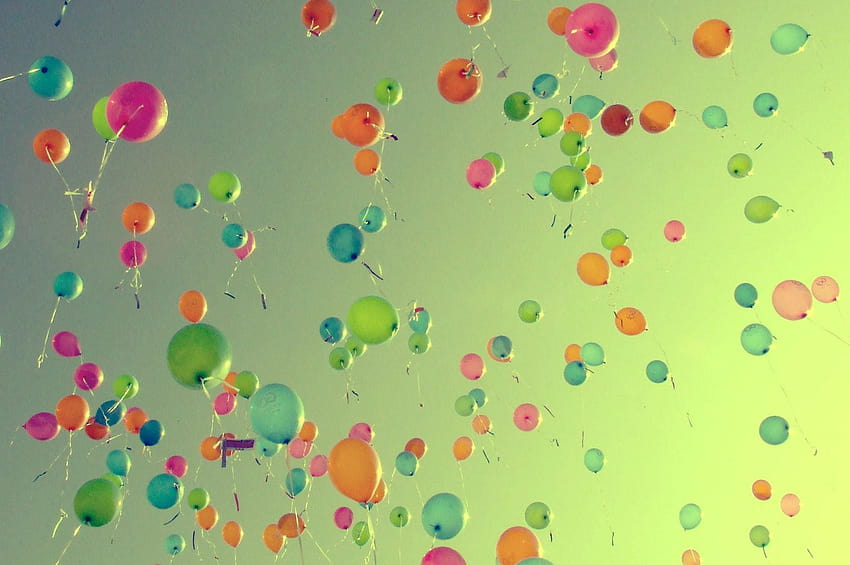 Balloons Happines Colorful Sky, colorful balloons in the sky HD wallpaper