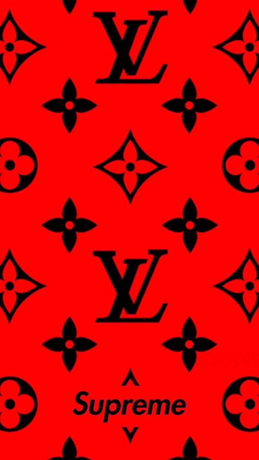 Louis Vuitton red logo, , red neon lights, creative, red abstract  background, HD wallpaper