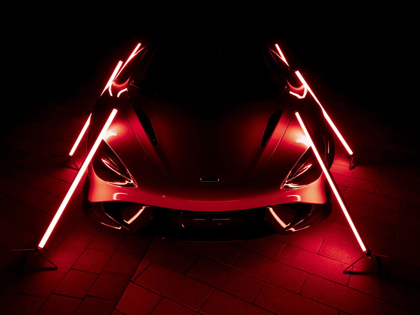 2021 mclaren 765lt, dark, red, light up cars HD wallpaper