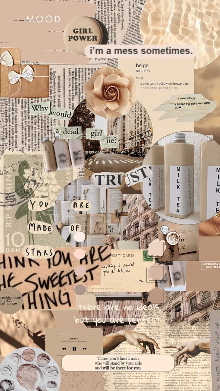 Beige Aesthetic Collage, aesthetic ipad beige HD phone wallpaper