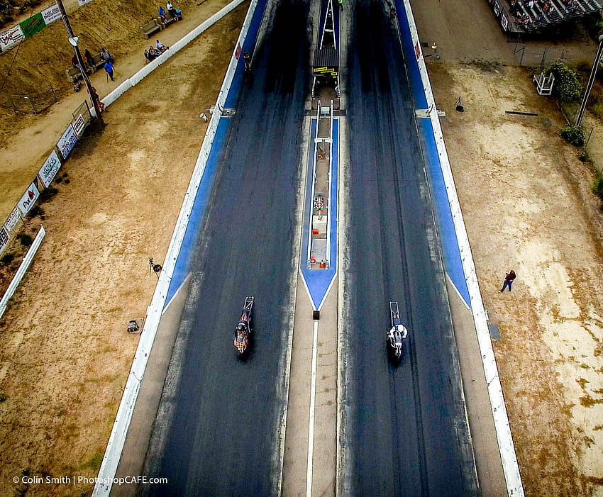 Shooting Drag racing from the air with a drone, drag racing inside view HD wallpaper